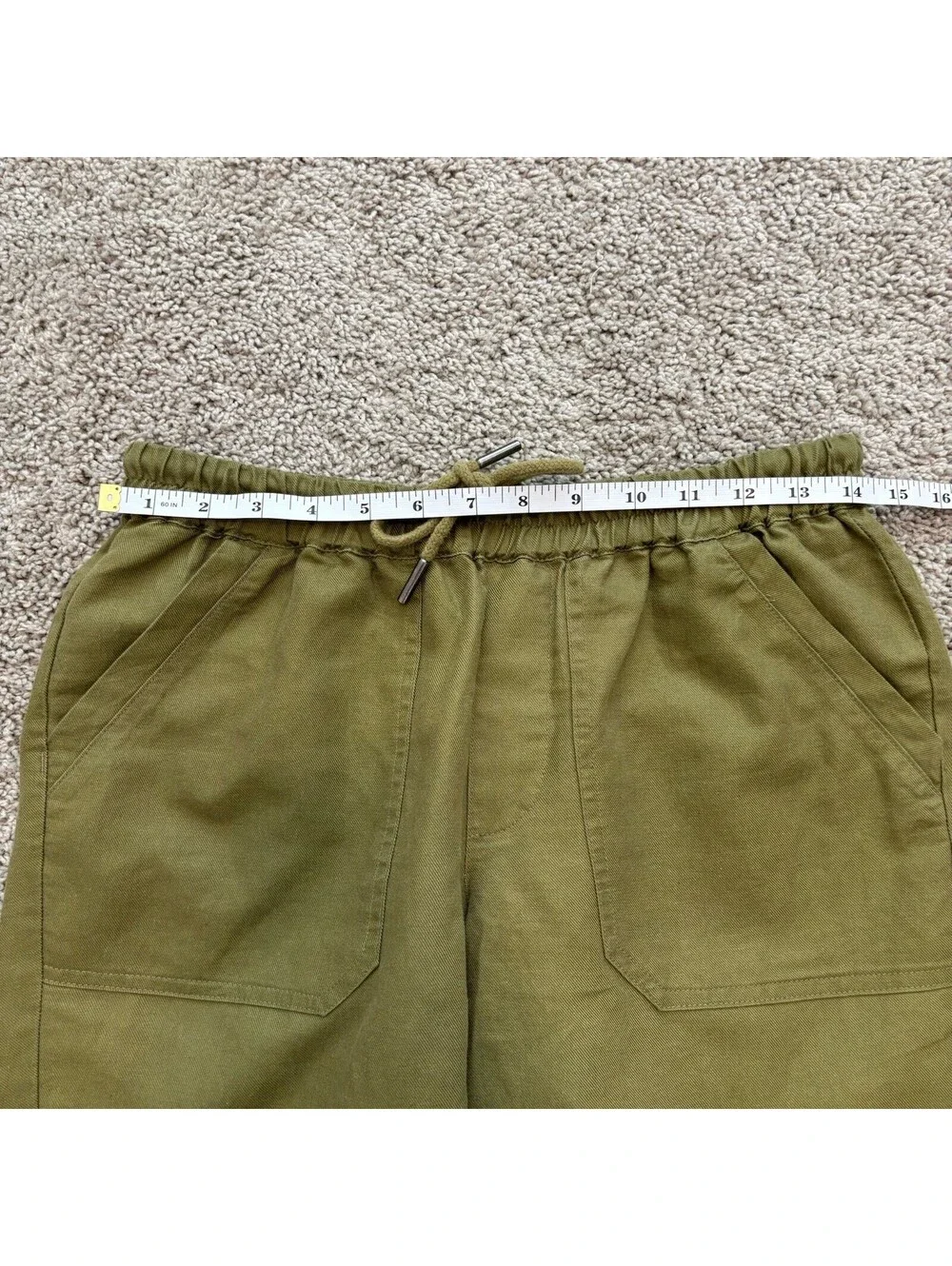 Quince Women’s Linen Cotton Blend Cropped Olive Green Pull On Pants Size Small